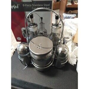 PARINI ~ 6 Piece Stainless Steel Condiment Set Open Box